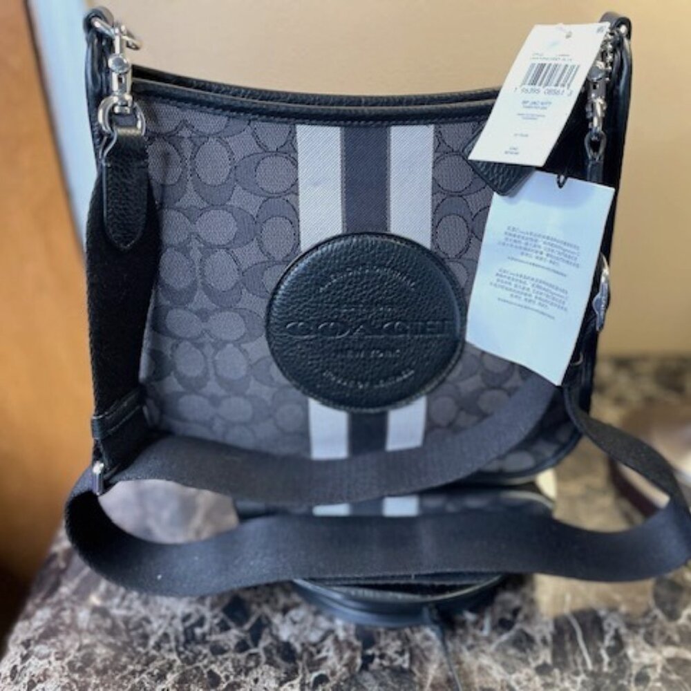 Coach, NWT Kitt Jacquard Black/Grey Unisex Messenger Crossbody Bag